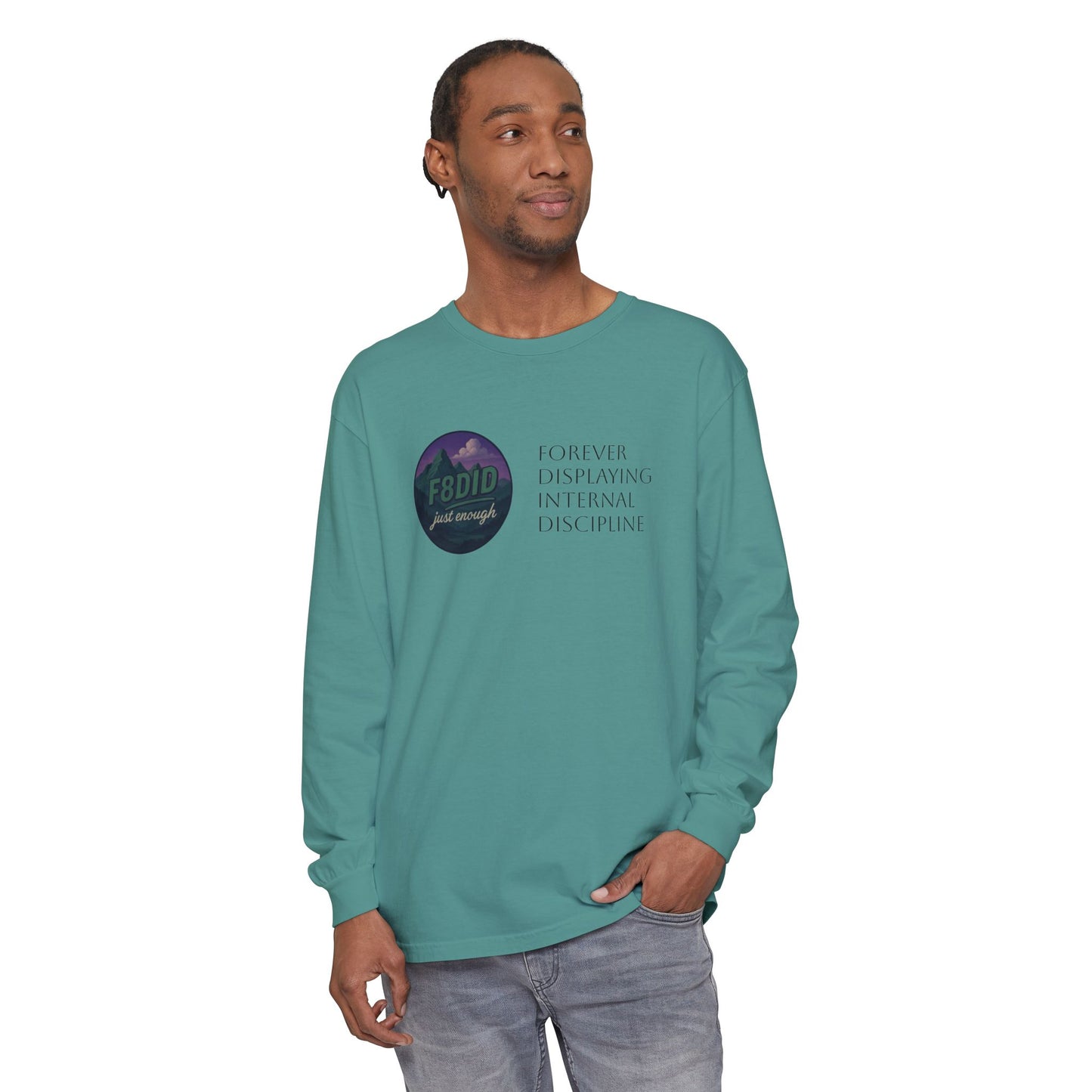 Mountain Terrain Long Sleeve T-Shirt - Purple and Green Design
