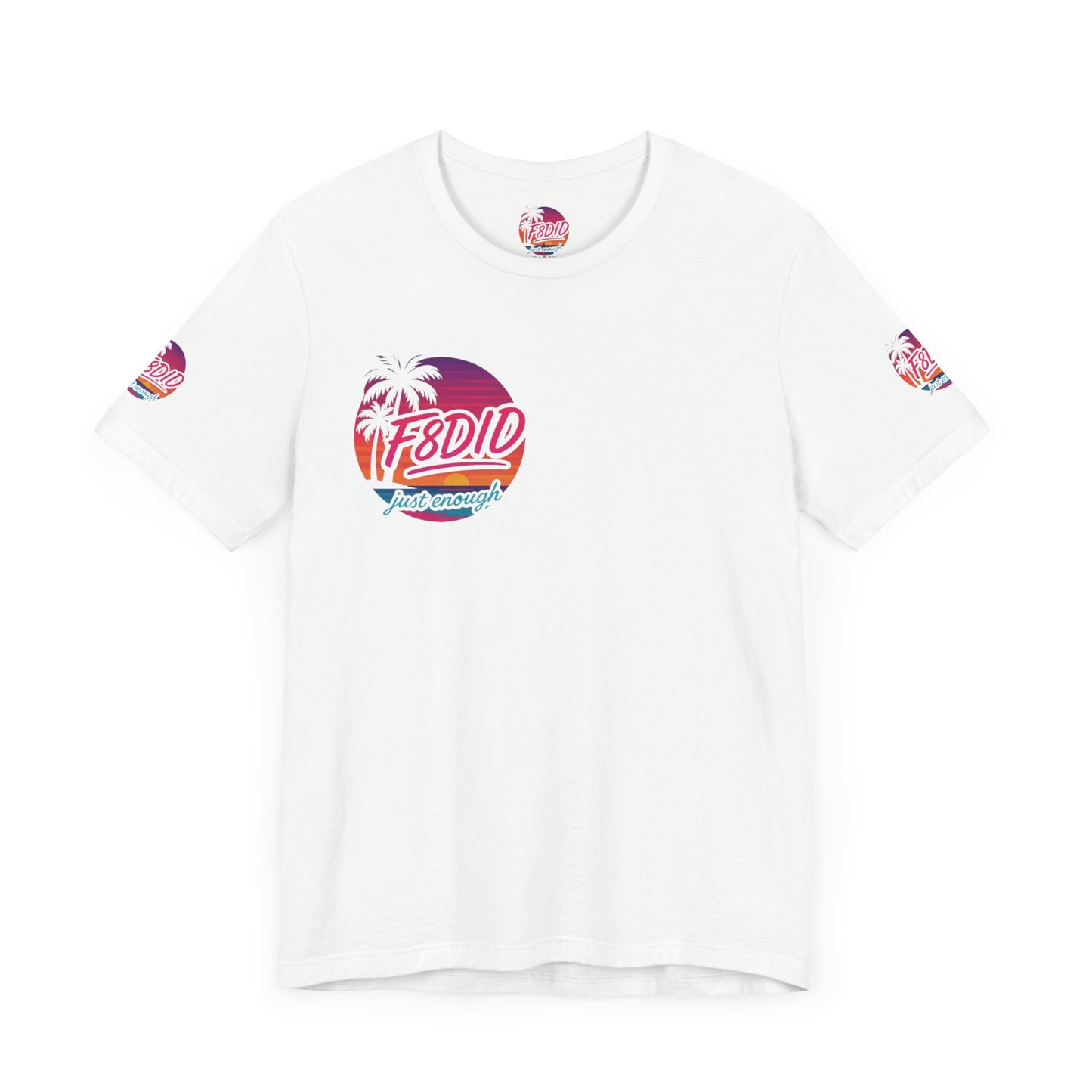 Tropical Vibe Unisex Jersey Tee - Palm Trees & Sunset Design