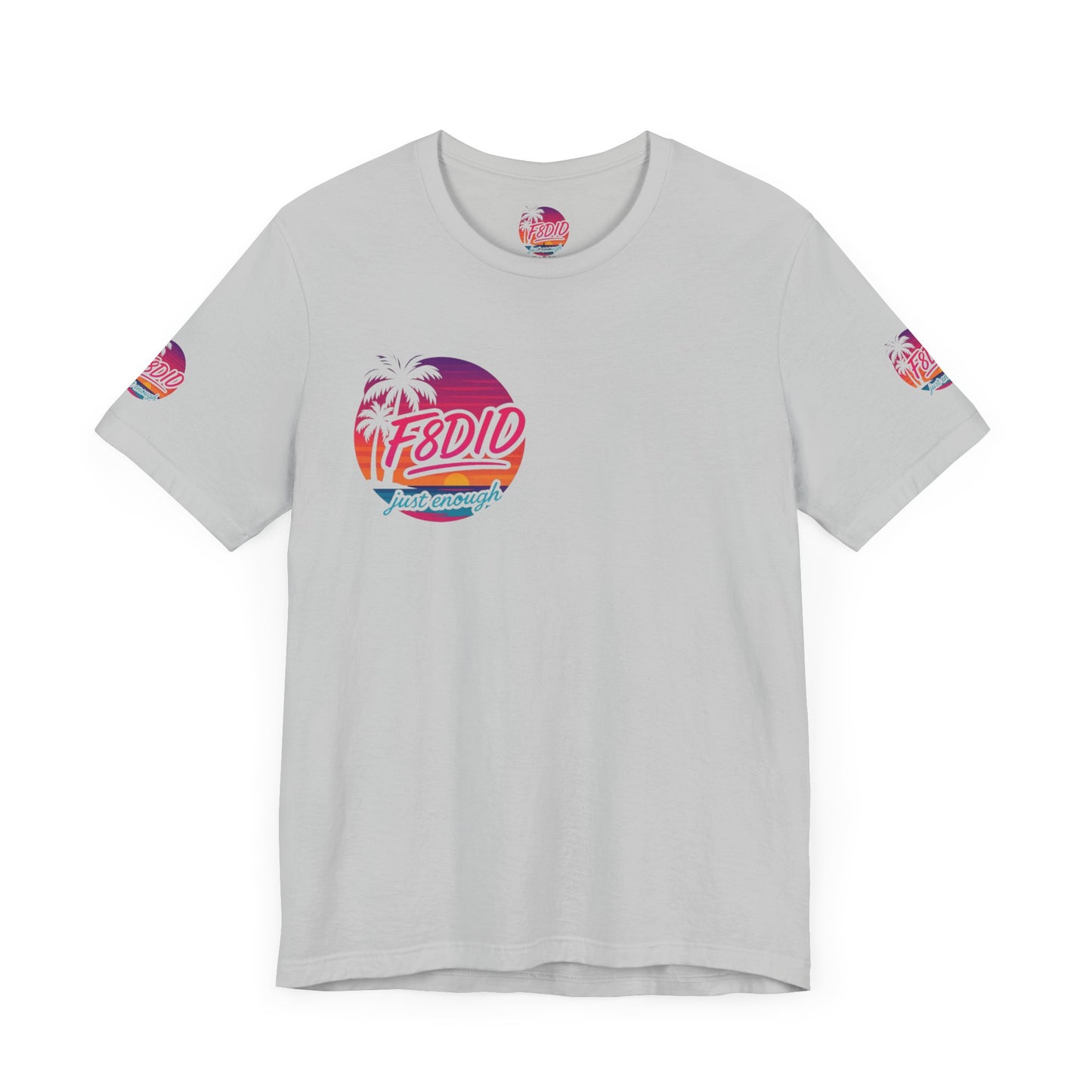 Tropical Vibe Unisex Jersey Tee - Palm Trees & Sunset Design