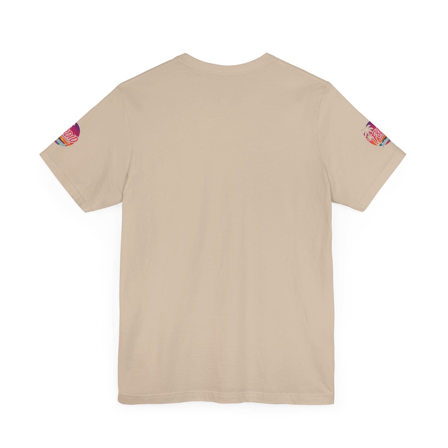 Tropical Vibe Unisex Jersey Tee - Palm Trees & Sunset Design
