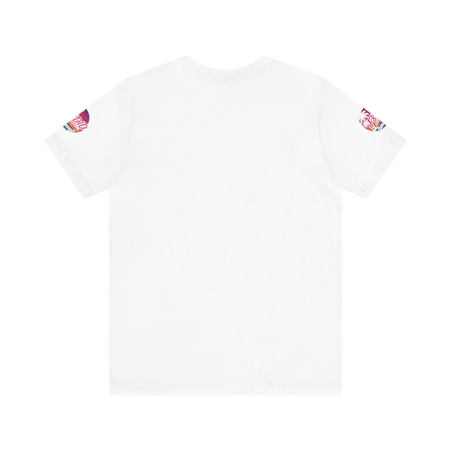 Tropical Vibe Unisex Jersey Tee - Palm Trees & Sunset Design