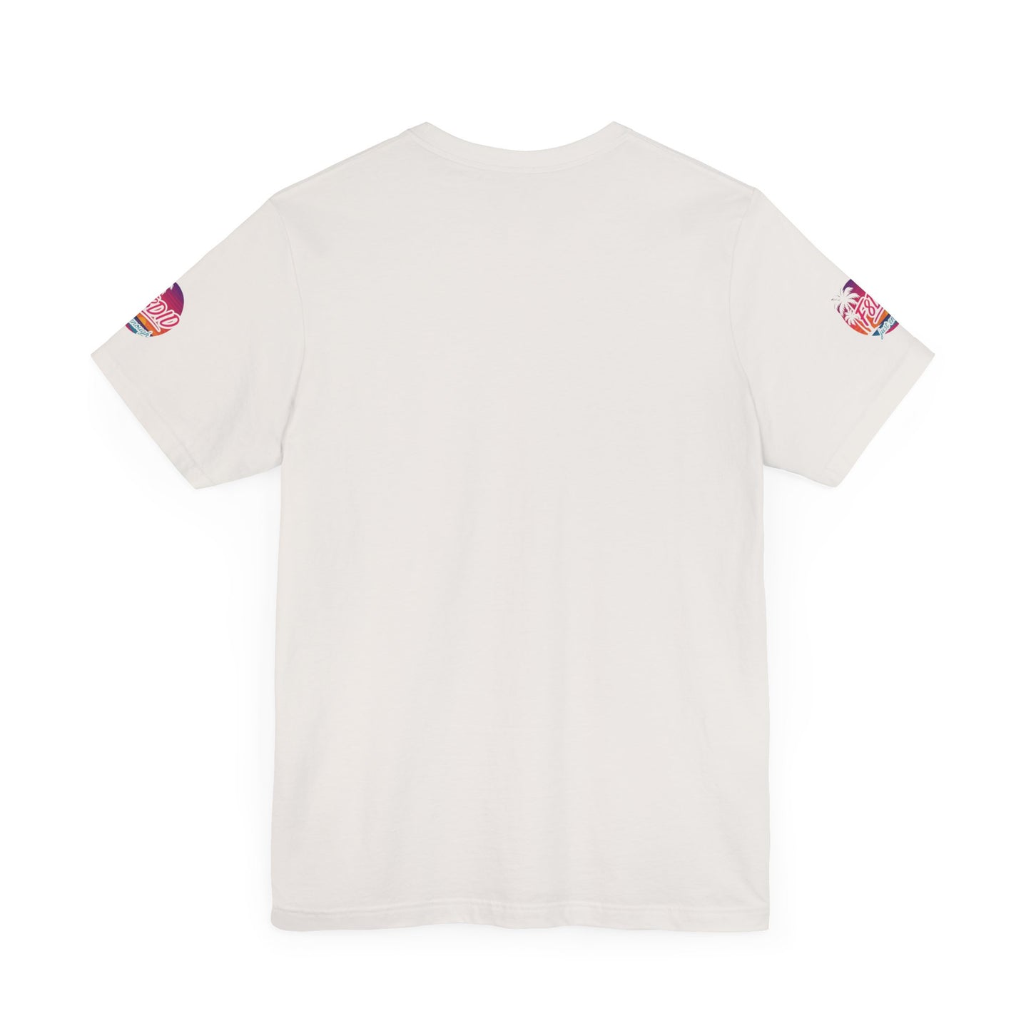 Tropical Vibe Unisex Jersey Tee - Palm Trees & Sunset Design