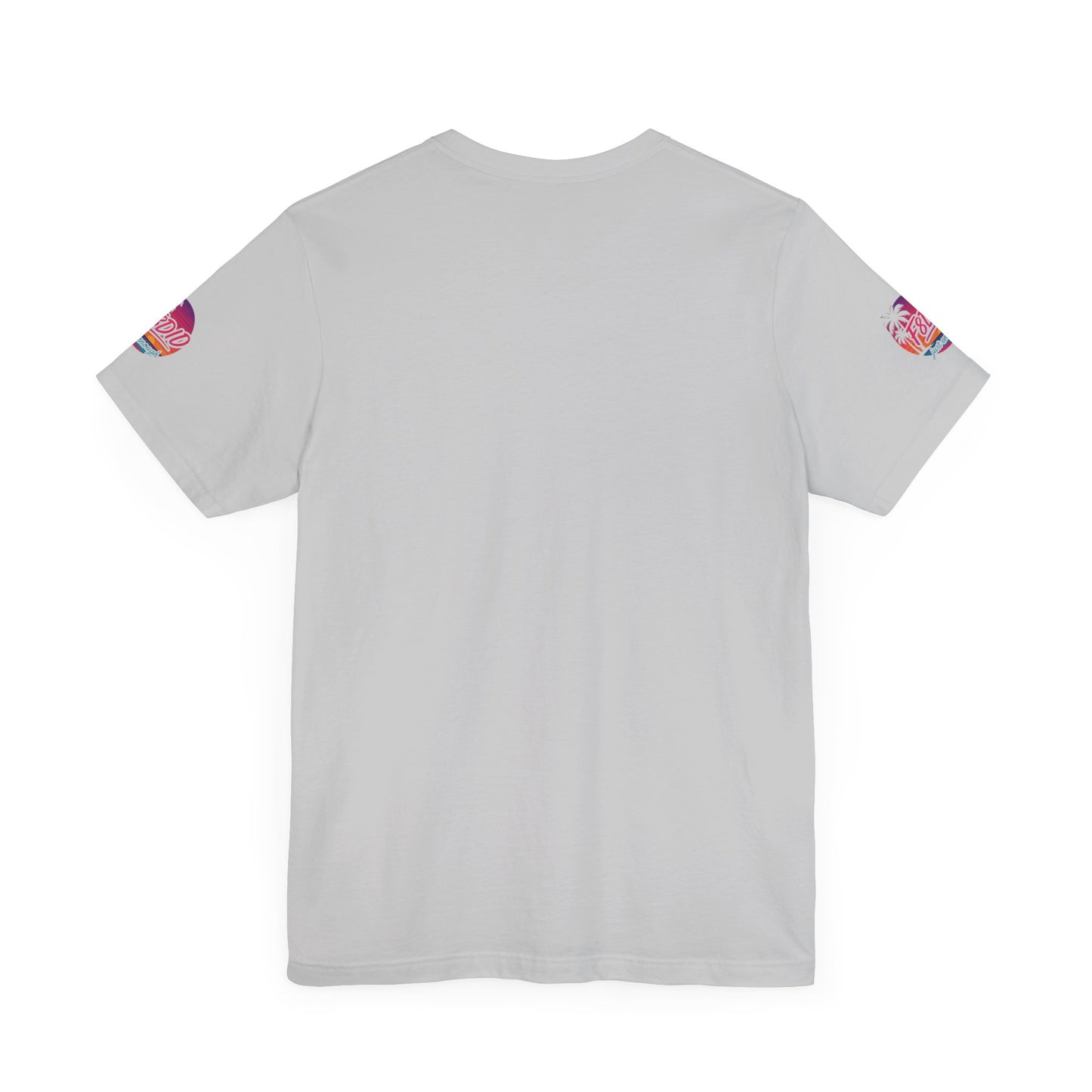 Tropical Vibe Unisex Jersey Tee - Palm Trees & Sunset Design