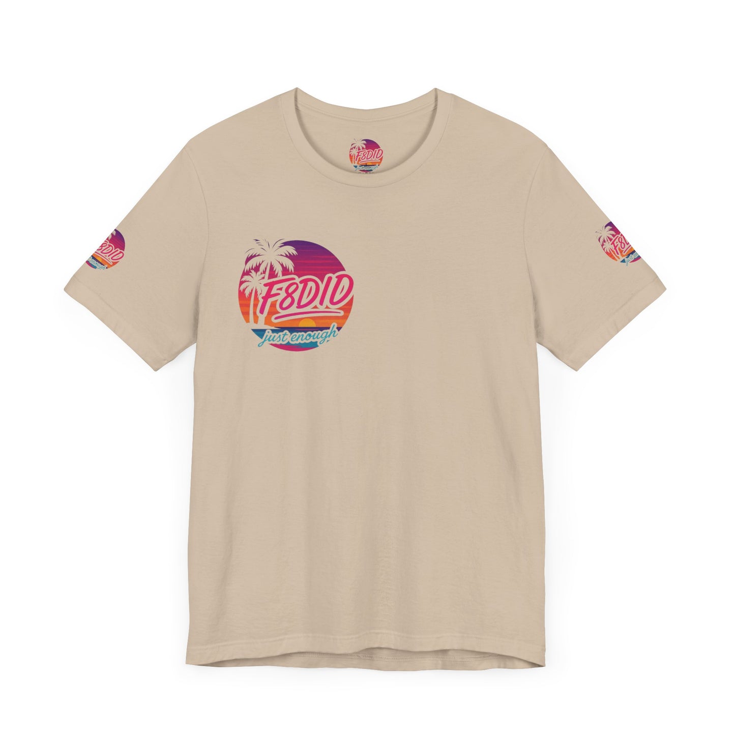 Tropical Vibe Unisex Jersey Tee - Palm Trees & Sunset Design